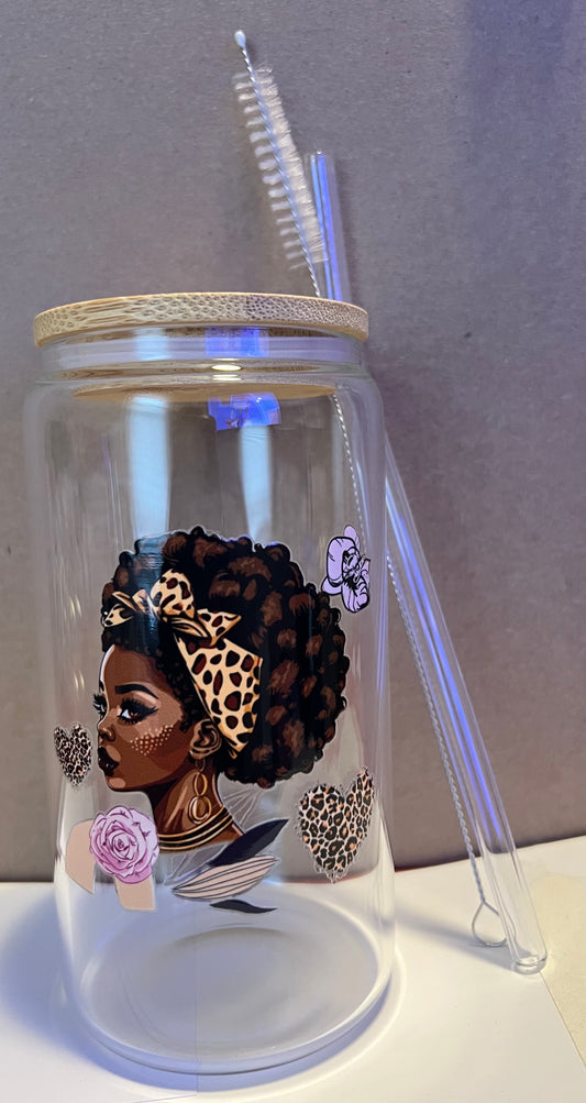 Inspirational Glass Cup (16 oz.) - Black Girl Magic