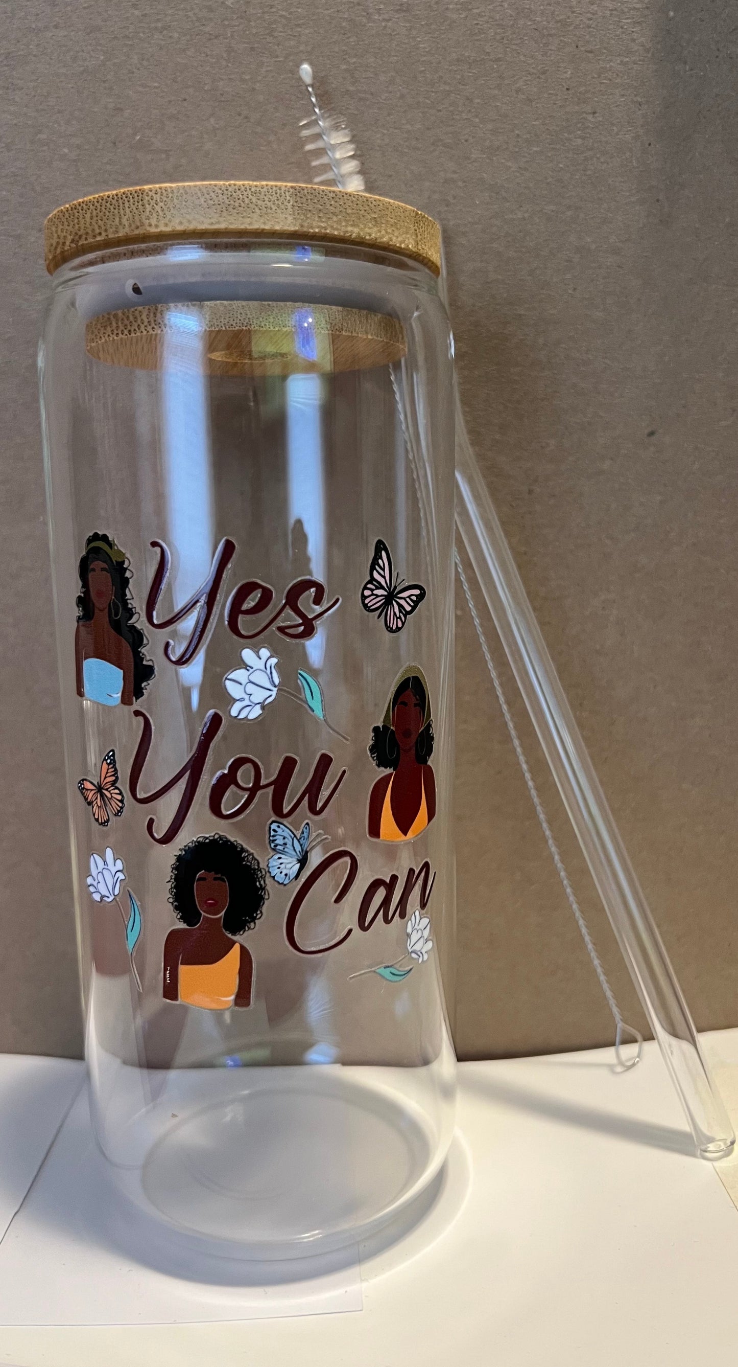 Inspirational Glass Cup (20 oz.) - Yes You Can
